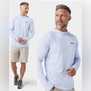 Stio Mens Hylas Hooded Pullover in January Sky UPF50,size M